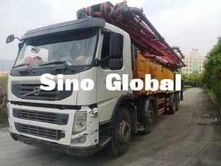 ভলভ চ্যাসিস 56m / 6 সেকশন সহ লাল ব্যবহৃত কংক্রিট পাম্প ট্রাক