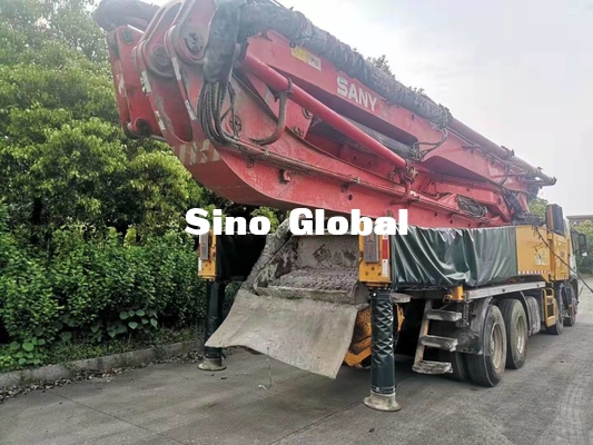 ভলভ চ্যাসিস 56m / 6 সেকশন সহ লাল ব্যবহৃত কংক্রিট পাম্প ট্রাক