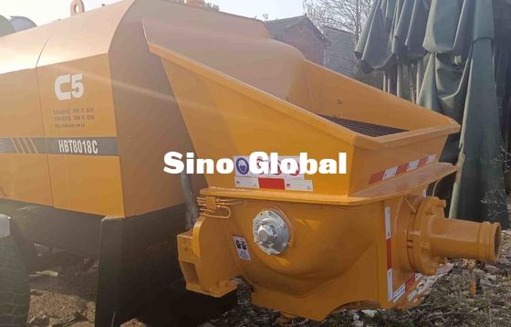 হলুদ ব্যবহৃত স্যানি ট্রেলার মাউন্ট করা কংক্রিট পাম্প 180KW HBT8018C