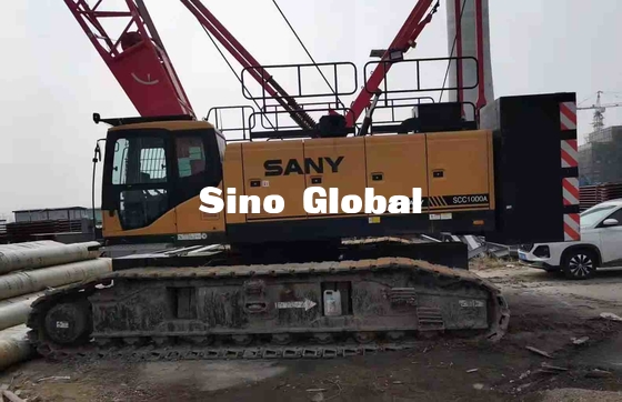 Sany SCC1000A 13m 64m বুম দৈর্ঘ্য সহ ক্রলার ক্রেন 100 টন ব্যবহৃত