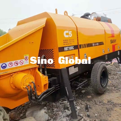 75KW বৈদ্যুতিক ব্যবহৃত কংক্রিট ট্রেলার পাম্প Sany Yellow HBT60C
