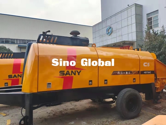 HBT6013 Sany ব্যবহৃত ট্রেলার মাউন্ট করা কংক্রিট পাম্প 90KW S ভালভের ধরন