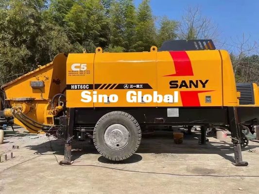 75KW ব্যবহৃত বৈদ্যুতিক কংক্রিট ট্রেলার পাম্প Sany Yellow HBT60C
